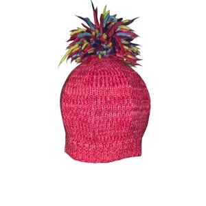 OshKosh B’gosh Girls Knit Beanie Hat w/ Multicolor Pom Pom – Size 7–12